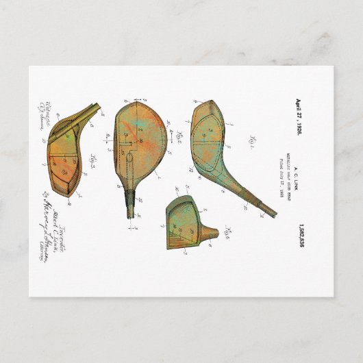 GOLF CLUB HEADS 1925 PATENT - Briefkaart (Voorkant)