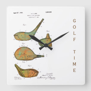 GOLF CLUB HEADS 1925 PATENT - Square Clock Vierkante Klok