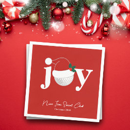 Golf Club Holiday Joy Typography Festive Red Servet