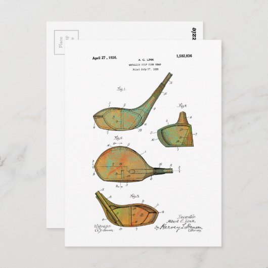 GOLF CLUB-HOOFDPATENT - Briefkaarten (Voorkant / Achterkant)