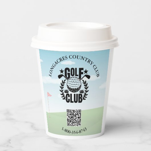 Golf Club League Foto Aangepaste Logo QR Code Papieren Bekers (Voorkant)