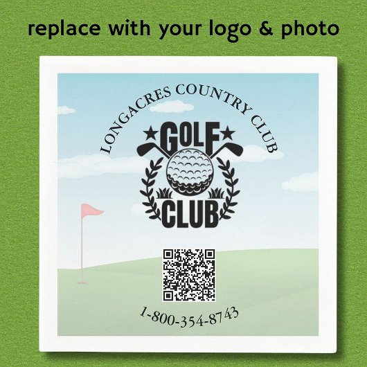 Golf Club League Foto Aangepaste Logo QR Code Servet