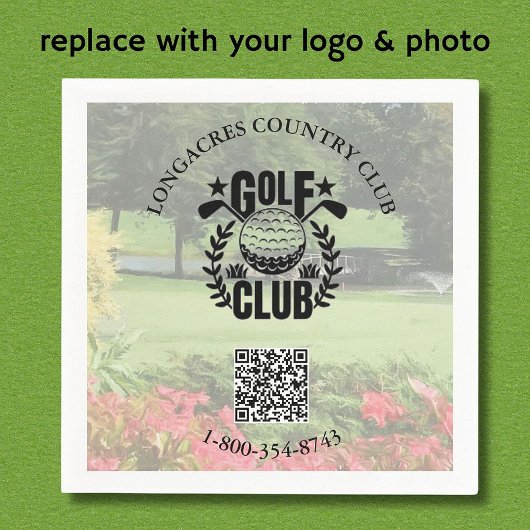 Golf Club League Foto Aangepaste Logo QR Code Servet