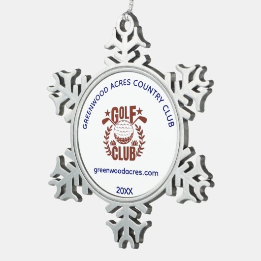 Golf Club League Logo Website Jaar Tin Sneeuwvlok Ornament (Rechts)