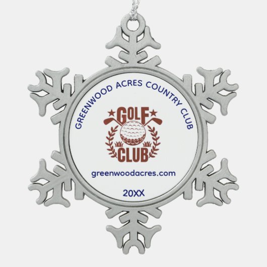 Golf Club League Logo Website Jaar Tin Sneeuwvlok Ornament (Voorkant)