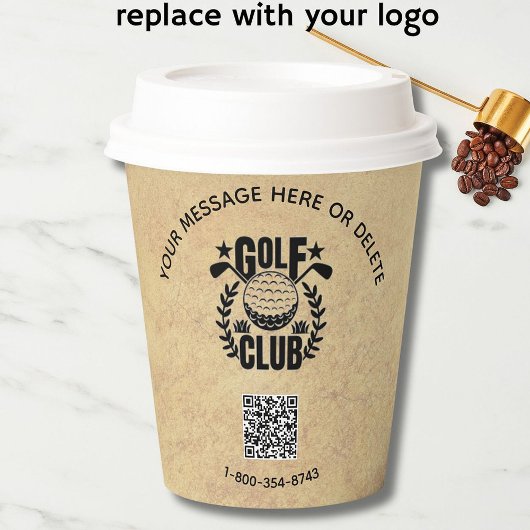 Golf Club League Textured Look Logo QR-code Papieren Bekers