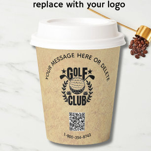 Golf Club League Textured Look Logo QR-code Papieren Bekers