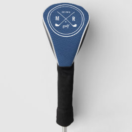 Golf Club logo monogram Blauw leder Golfheadcover