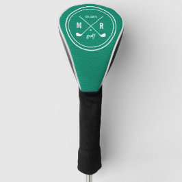 Golf Club logo monogram Emerald green leder Golfheadcover