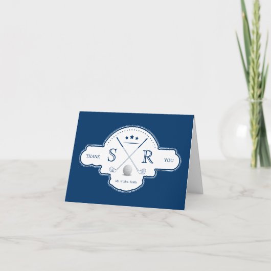 Golf Club Monogram Initialen Bedankt kaarten (Voorkant)