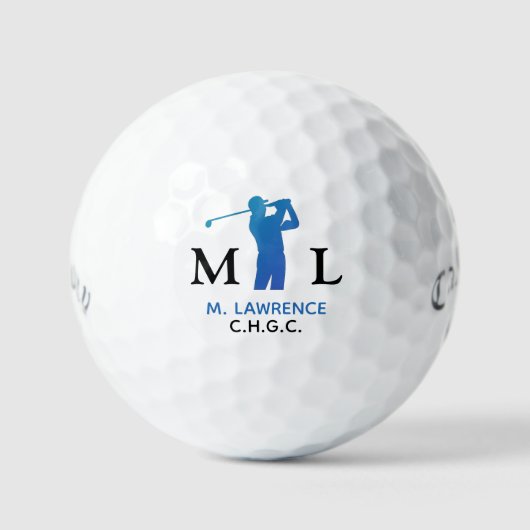 Golf Club Name Abbreviation Blue Monogram  Golfballen (Voorkant)