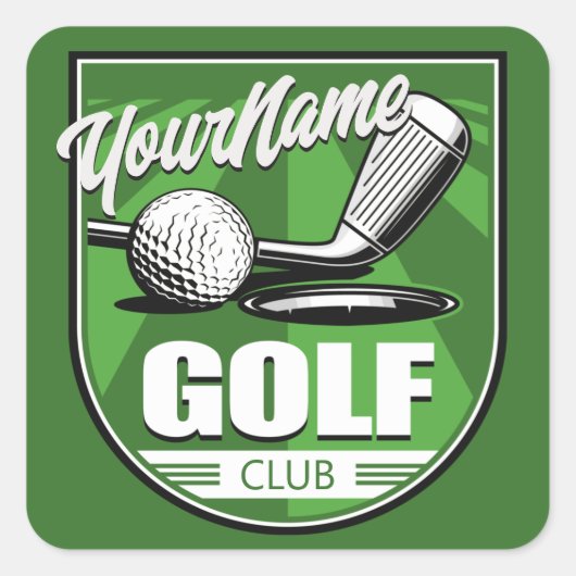 Golf Club NAME Pro Golfer Player Persoonlijk Vierkante Sticker (Voorkant)