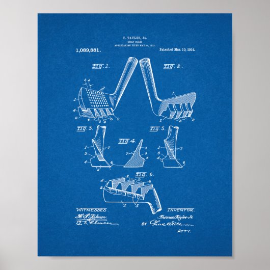 Golf Club Patent - Blauwdruk Poster (Voorkant)