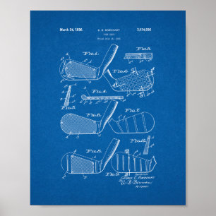 Golf Club Patent - Blauwdruk Poster