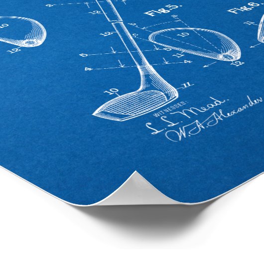 Golf-club Patent - Blueprint Poster (Hoek)