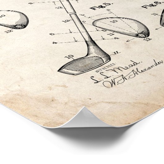 Golf-club Patent - Oude look Poster (Hoek)