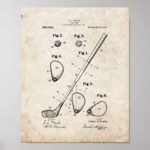 Golf-club Patent - Oude look Poster