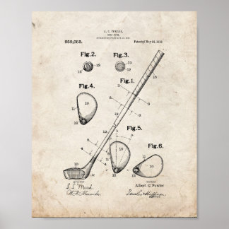Golf-club Patent - Oude look Poster