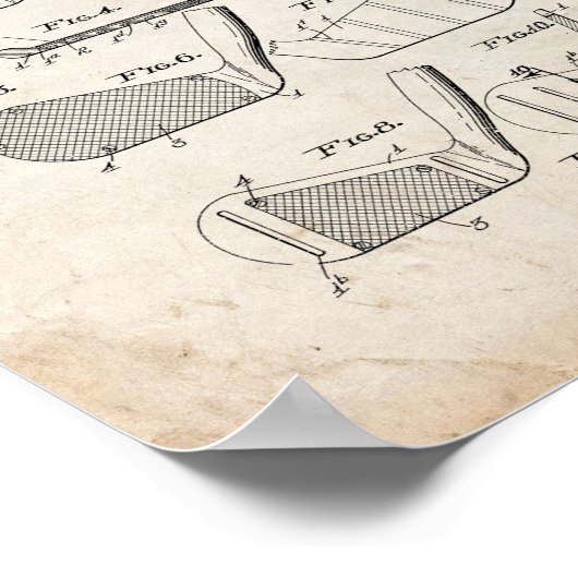 Golf Club Patent - Oude look Poster (Hoek)