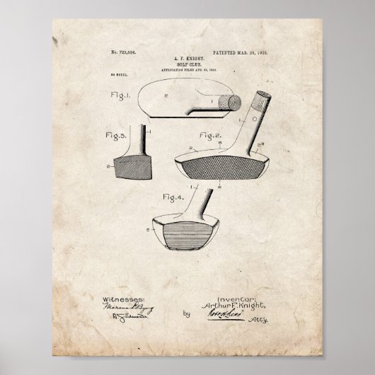 Golf-club Patent - Oude look Poster (Voorkant)
