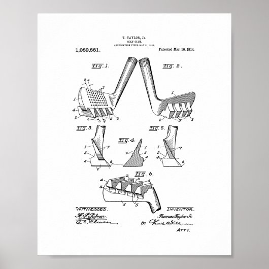 Golf Club Patent Poster (Voorkant)