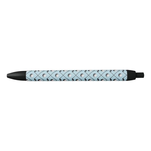 Golf Club Pattern Blue Zwarte Inkt Pen (Voorkant)