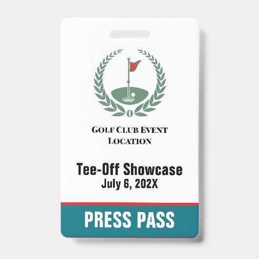 Golf Club Special Tournament Custom Event Pass Badge (Voorzijde)
