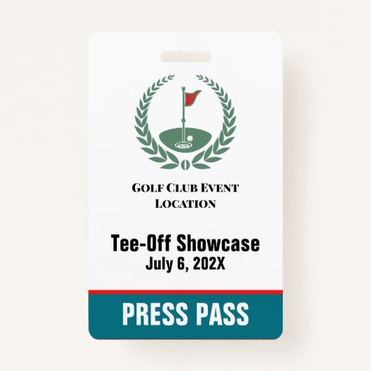 Golf Club Special Tournament Custom Event Pass Badge (Voorkant)