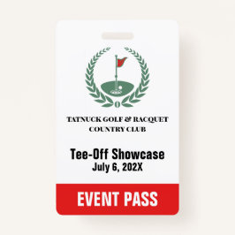 Golf Club Special Tournament Event Pass Badge