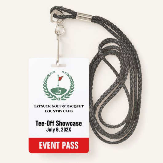 Golf Club Special Tournament Event Pass Badge (Voorkant met draagriem)