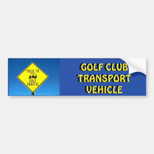 Golf Club Transport Vehicle Yellow Bumpersticker (Voorkant)
