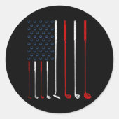 Golf Clubs Amerikaanse vlag Ronde Sticker (Voorkant)