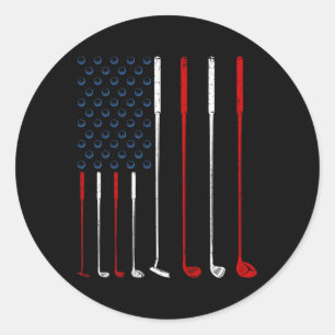 Golf Clubs Amerikaanse vlag Ronde Sticker