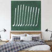 Golf Clubs Antiek Golfkunst  groene stijl Canvas Afdruk (Insitu (Slaapkamer))