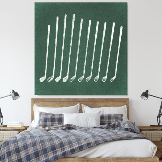 Golf Clubs Antiek Golfkunst  groene stijl Canvas Afdruk (Insitu (Slaapkamer))