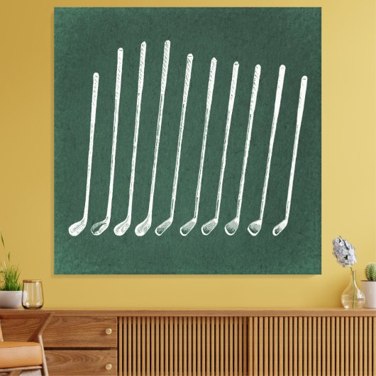 Golf Clubs Antiek Golfkunst  groene stijl Canvas Afdruk (Insitu (Woonkamer))