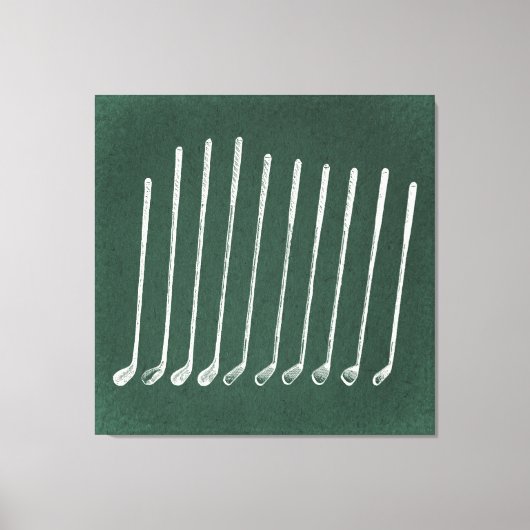 Golf Clubs Antiek Golfkunst  groene stijl Canvas Afdruk (Voorkant)