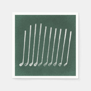 Golf Clubs Antiek Golfkunst groene stijl Servet