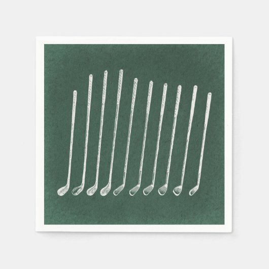 Golf Clubs Antiek Golfkunst  groene stijl Servet (Voorkant)