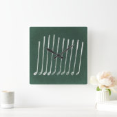 Golf Clubs Antiek Golfkunst  groene stijl Vierkante Klok (Huis)