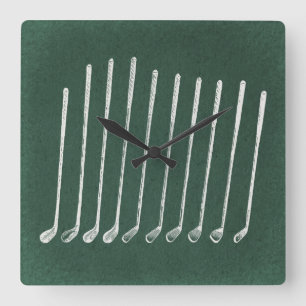 Golf Clubs Antiek Golfkunst  groene stijl Vierkante Klok