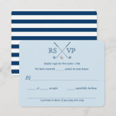 Golf Clubs Blue Striped Wedding RSVP-kaart 4,25x5, RSVP Kaartje (Voorkant / Achterkant)