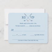 Golf Clubs Blue Striped Wedding RSVP-kaart 4,25x5, RSVP Kaartje (Voorkant)