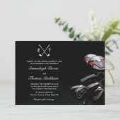 Golf Clubs Elegant Wedding Monogrammed Kaart (Staand voorkant)