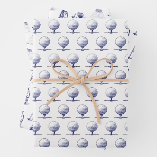 Golf Clubs, Golf Bags, Golf T-shirt Blue Inpakpapier Vel (In situ)