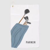 Golf Clubs Illustration Personalized Golfhanddoek (Voorkant)