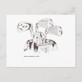 Golf Clubs in Black & White Briefkaart