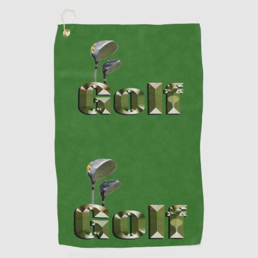 Golf Clubs on Green Denim Golfhanddoek (Voorkant)