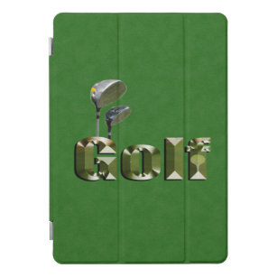 Golf Clubs on Green Denim iPad Pro Cover