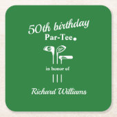 Golf Clubs Par Tee Green White Men's 50th Birthday Kartonnen Onderzetters (Voorkant)